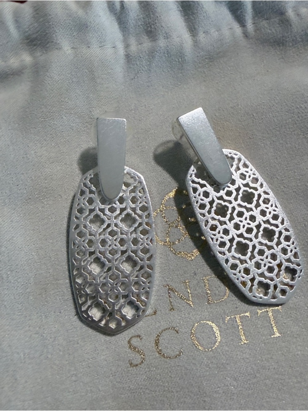 Kendra Scott Silver Lattice Drop Earrings